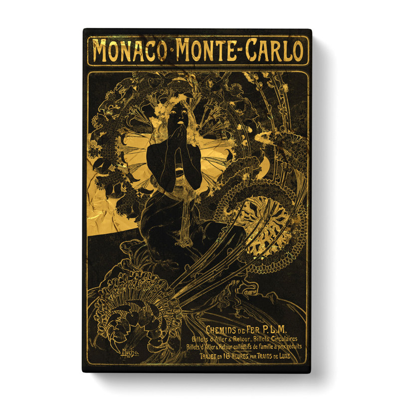 Monaco Monte Carlo by Alphonse Mucha - Wrapped Canvas, 76cm H x 50cm W x 3cm D