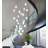 24-Light Black Chandelier With White Glass Pendants-616026288