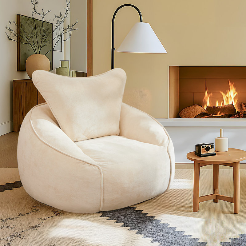 Lazy Sofa: Towel Cloth Fabric Is Close To The Skin, Memory Foam Filling Feels Soft, Suitable For Most Occasions, Cream