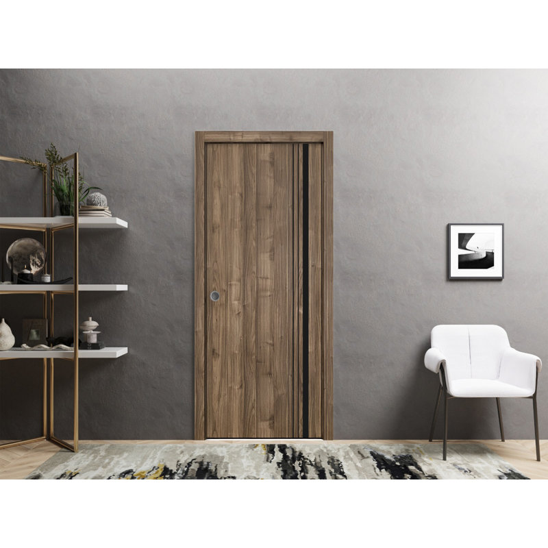 Porte pliante en bois massif massif, 42 po x 80 po, Noyer