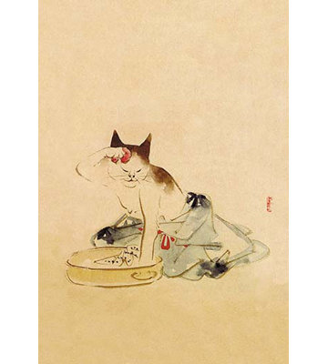 " Japanese Cat Bathing "