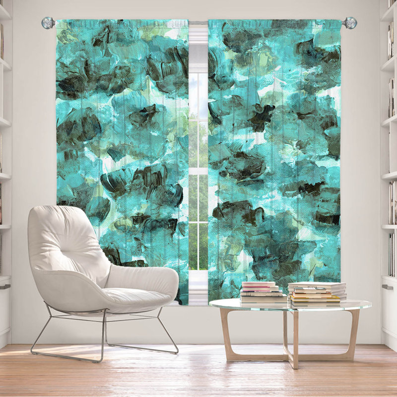 Rideau en polyester, L 40 po x L 82 po, Vert / bleu