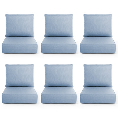 Coussins de patio à assise profonde de 6 po d'épaisseur 22 po x 24 po x 6 po avec housse amovible, remplacement imperméable et résistant à la décoloration pour chaise en osier, causeuse, canapé