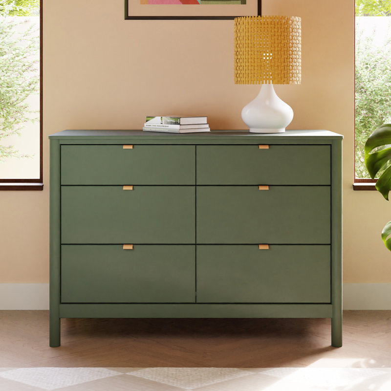 Bondi 6 Drawer Double Dresser, Green
