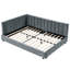 Comfortable Upholstered Bed, Full Size With Grey Velvet And Stable / In Construction Armrest/