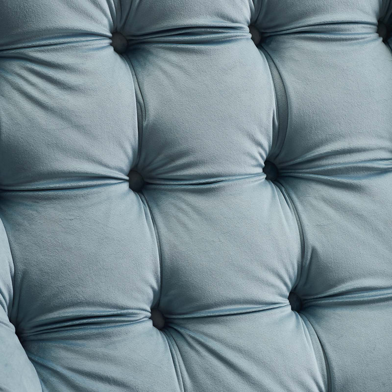 Suggest Button Tufted Upholstered Velvet Lounge Chair, Light Blue