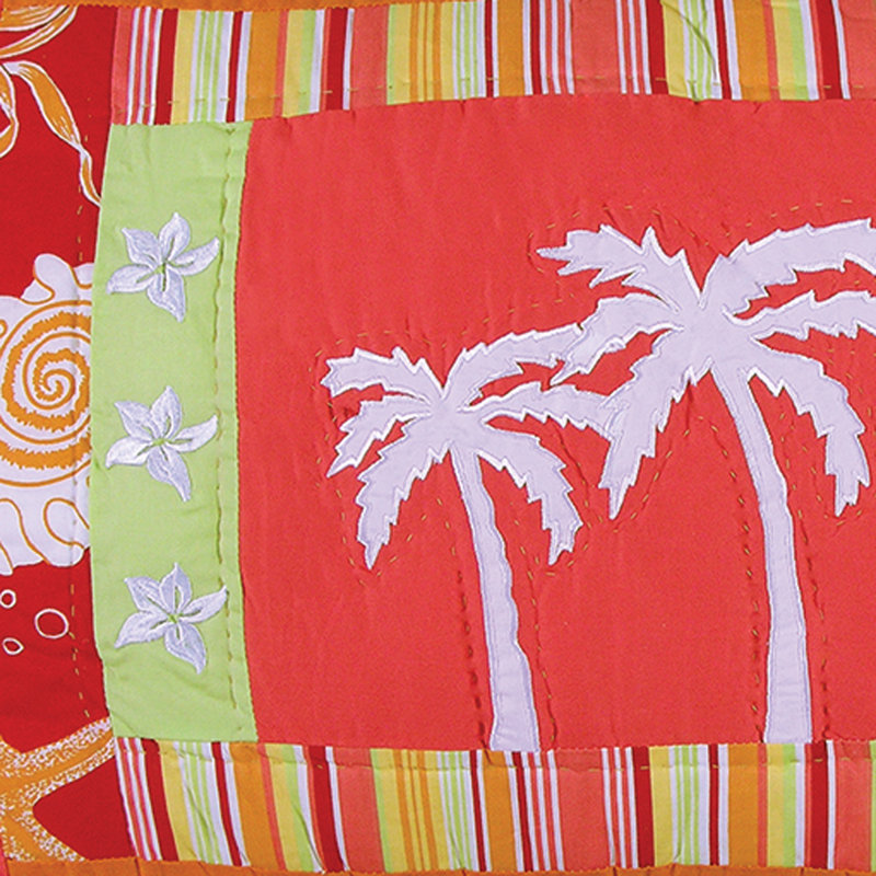 Tropical Paradise Cotton Reversible Coastal Quilt, Twin Quilt