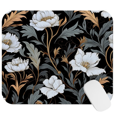 Floral Flowers and Leaves VII Modern Gaming Cute Office Laptop Desk Pad Gift Mat Square Rectangle Non-Slip Mousepad