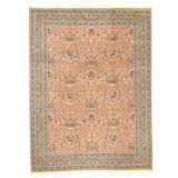 Hand Knotted Wool Area Rug in Rose And Green