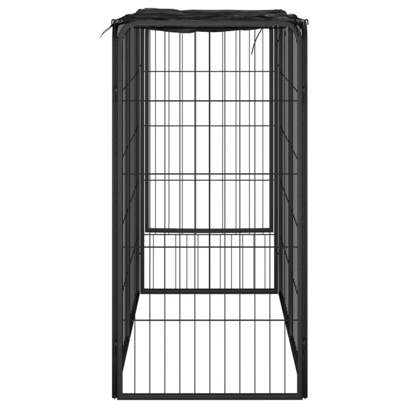 Black Powder-Coated Steel Dog Playpen with Polyethylene Roof