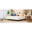 Lit de jour chic en lin beige avec pieds en bois massif - Attrait moderne en forme de L pour un repos confortable-1852035534