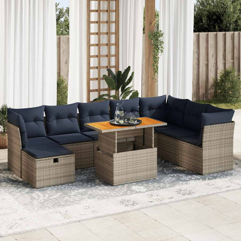 Wicker 8 - Person Garden Lounge Set with Cushions