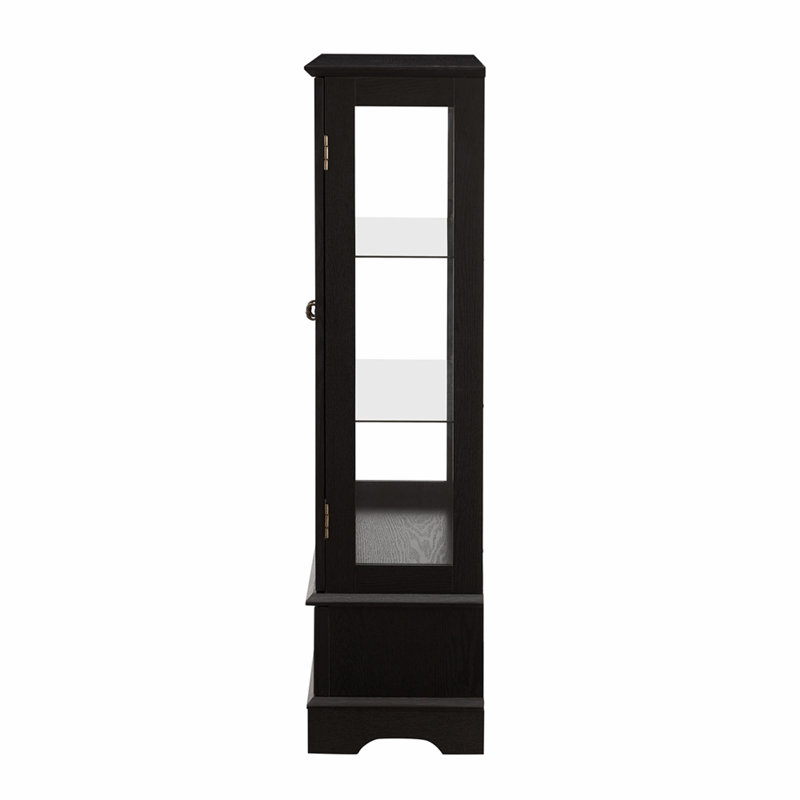 Vitrine lumineuse en verre avec tablettes réglables - Vitrine élégante à 2 portes et tiroir intégré, ampoule incluse - NOIR