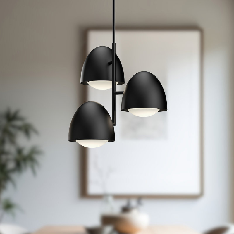 Lustre classique à 1 lumière Torten, Noir mat