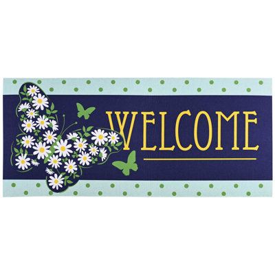 Doormat Insert Welcome Floral Butterfly