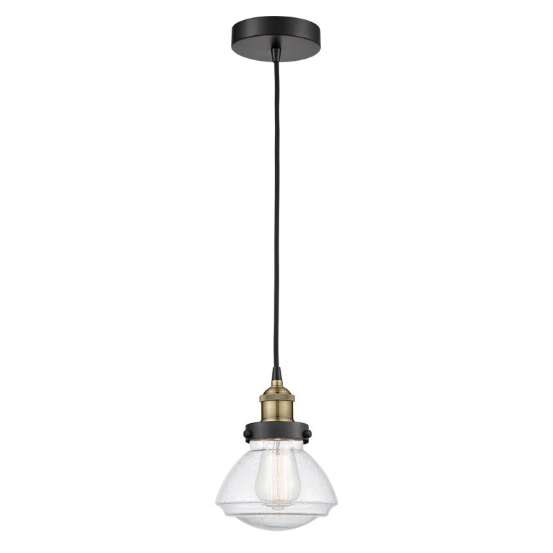 Luminaire suspendu en forme de cloche à 1 lumière Caille, Bullé, Laiton antique noir
