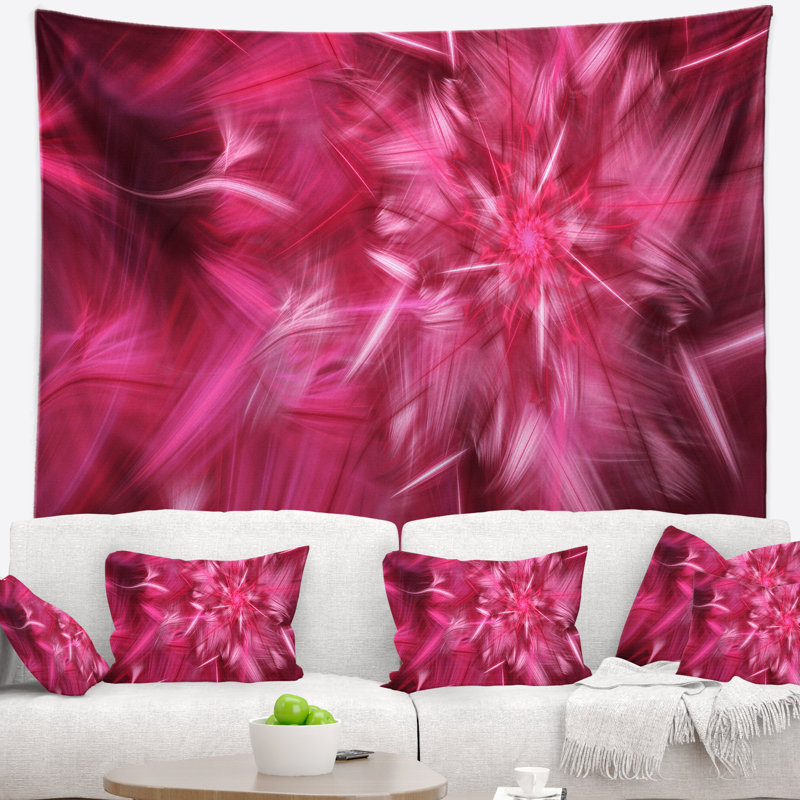 Tapisserie rose et rotatif floral, H 32 po x l 39 po