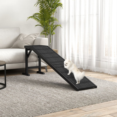 Rampe d’accessibilité pour chien et chat, 74 po x 16 po x 25 po, noire, antidérapante, support en bois de pin noir. Antidérapante et en pin. Pour la mobilité des animaux de compagnie. Réduit la tension musculaire. Assemblage requis