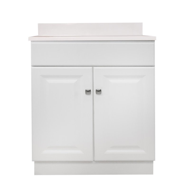 Meuble-lavabo de 31 po avec plateau Wyndham, blanc, prêt à assembler, blanc