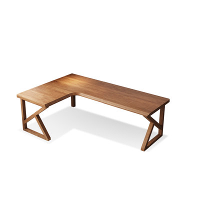 Light-walnut L-Shaped Solid Wood desk