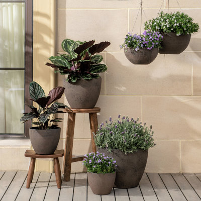 Ensemble de 3 pots à fleurs en plastique pour plantes d'extérieur Nova