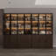 Vitrine à portes vitrées l 110,2 po avec tiroirs, tablettes et lumières DEL