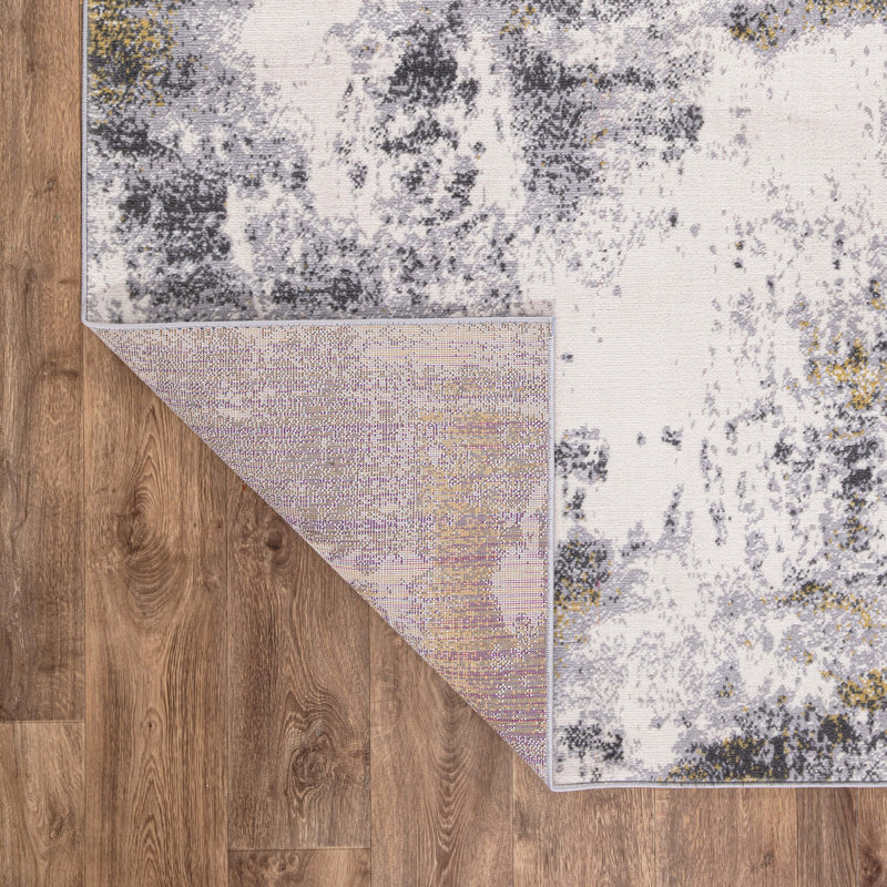 Tapis noir / blanc Demeray, Rectangle 5 pi x 7 pi