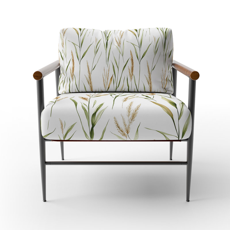 Chaise d'appoint floral Floral, Bras ronds bruns
