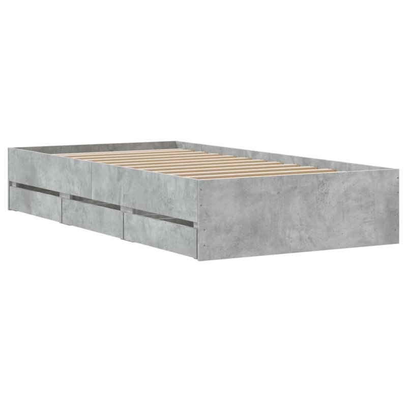 Nikash Drawers Bed Frame, Small Single ( 75 x 190 cm), Concrete Grey