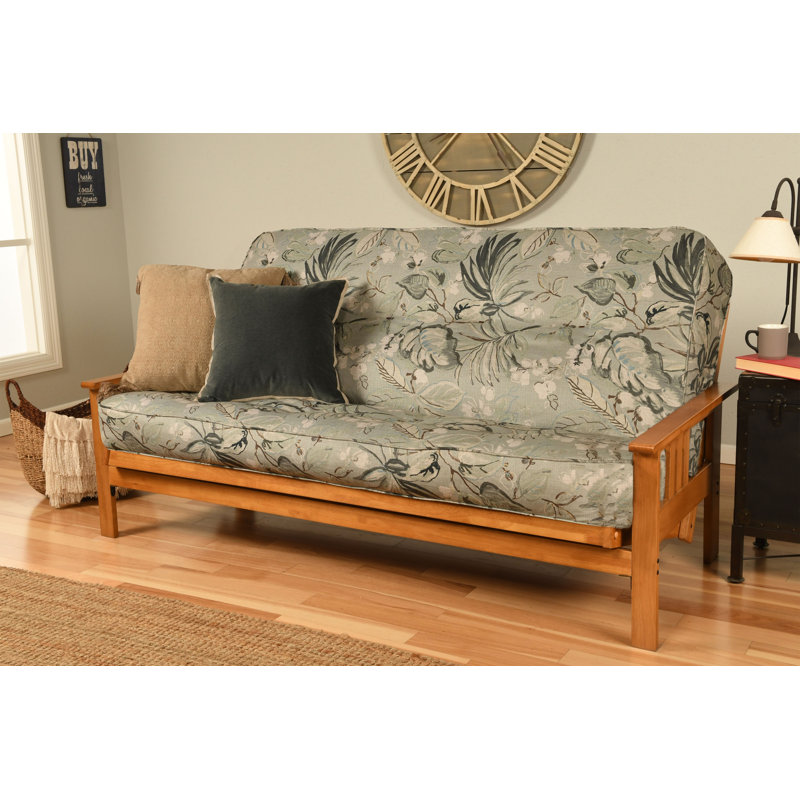 Johnte Full-Size Futon Frame and Full-Size Innerspring Mattress, À ressorts, Pluie Takara, Noyer cendré
