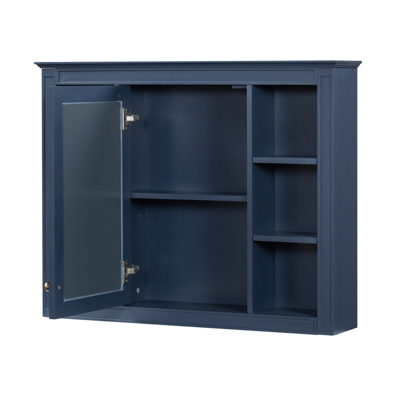 Armoire de rangement murale à pharmacie avec miroir, Bleu