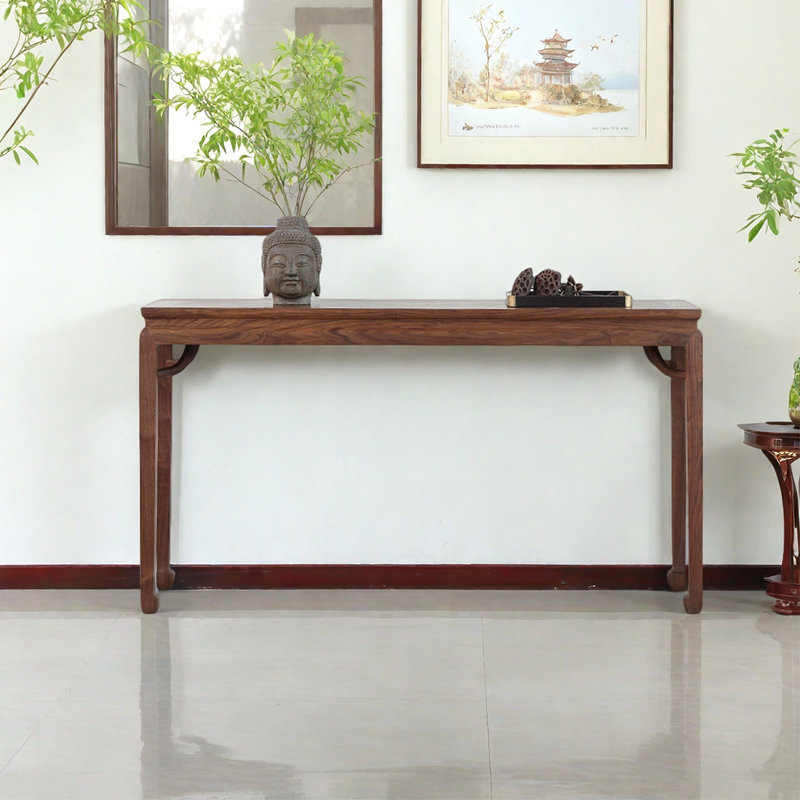 Console élégante et simple en bois massif, H 33,46 po x l 62,99 po x P 16,54 po