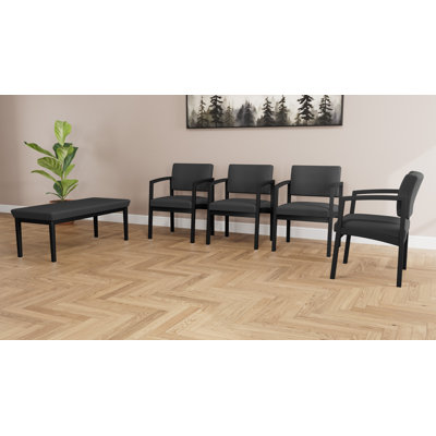 Lenox Steel Waiting Reception Commercial Grade Furniture Set | 4-Guest Chair And 2-Seat Bench
