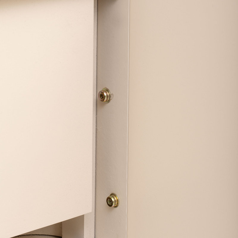 Buffet rétro avec deux tiroirs et coins festonnés, Beige