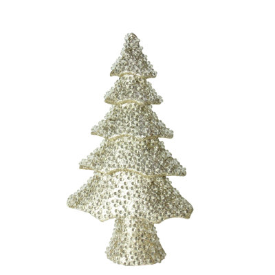 20.5" Clear Beads and Gold Glitter Christmas Tree