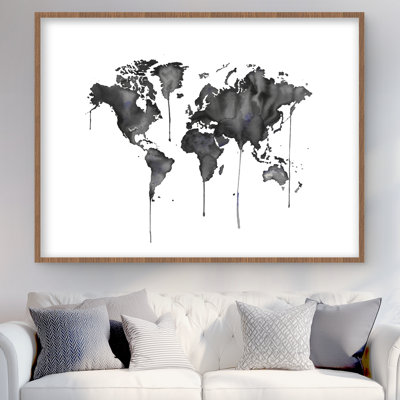 Watercolor World Map - Minimalist Living Room Art Print