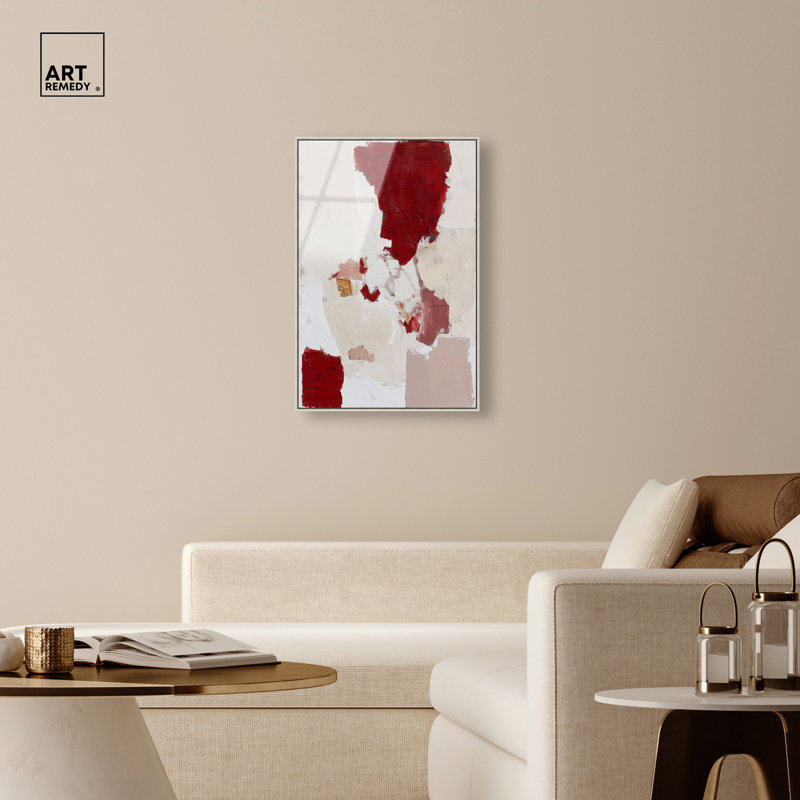 "Impasto Red I", impression murale encadrée par Art Remedy, cadre argenté, 24 x 36, H 37 po x l 25 po