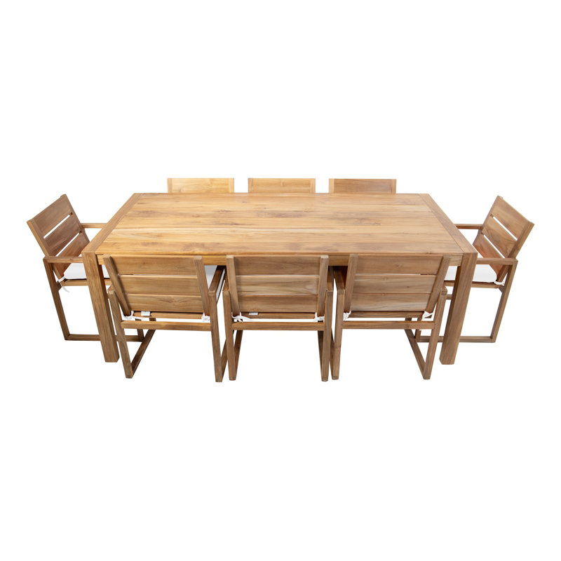 Venice 9 - Piece Solid Wood Dining Set, Camel