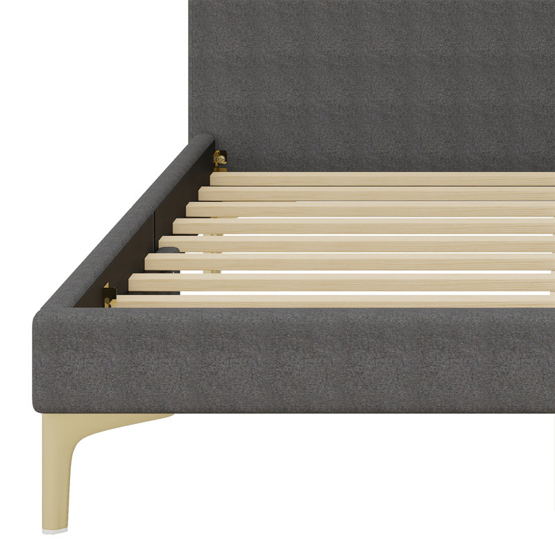 Upholstered Daybed With Headboard And Armrest, Gray, Full / Double