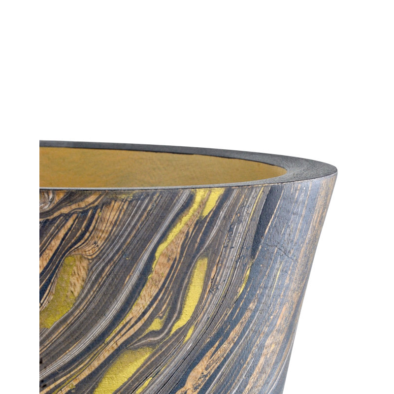 Brown Marbleized Handmade Solid Wood Table Vase
