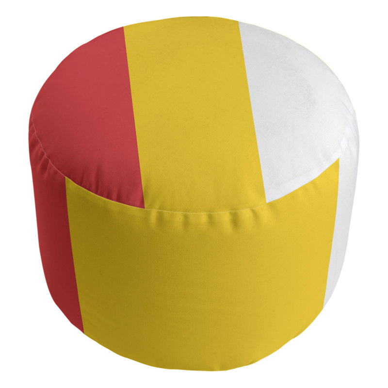 Repose-pieds cubique rond à rayures 20,5", Rouge / jaune / blanc