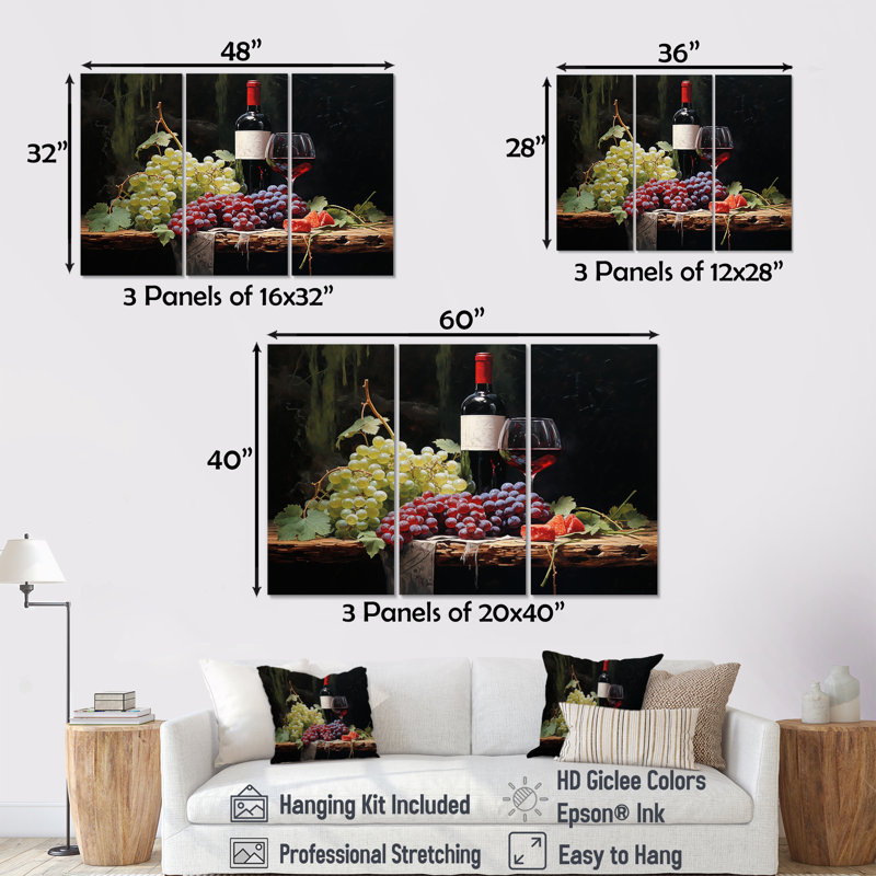 Ensemble de salon Cabernets Calm II - Wine Wall Art, H 40 po x l 60 po x P 1 po