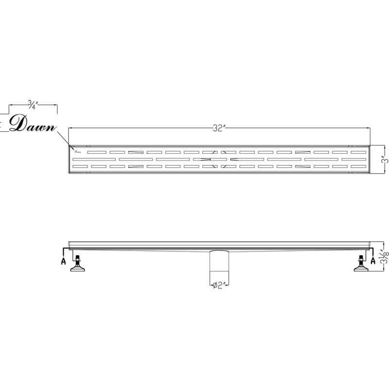 32 Inch Long Stainless Steel Amazon River Linear Floor Shower Drain
