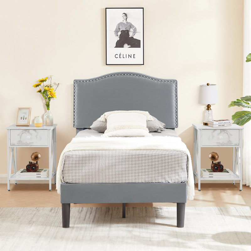 Polizzi Steel Piece Bedroom Set, Dark Gray/White, Twin