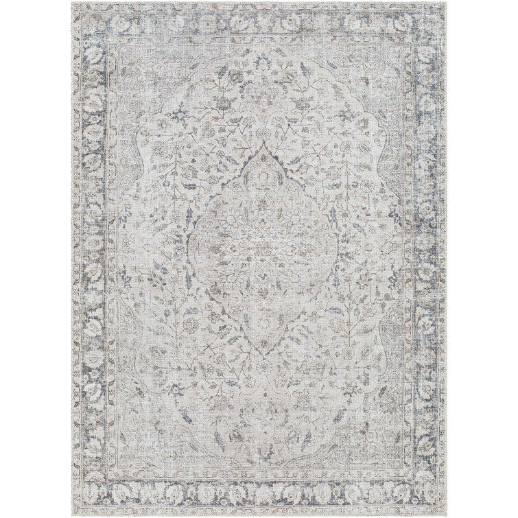 Brackston Light Grey Machine Washable Area Rug