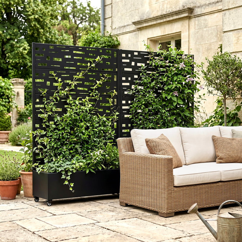 Lit de jardin extérieur surélevé en métal avec treillis, H 73 po x l 47 po x P 16 po