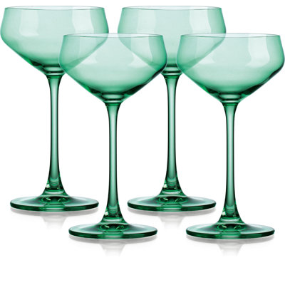 Ensemble de quatre coupes en cristal vert