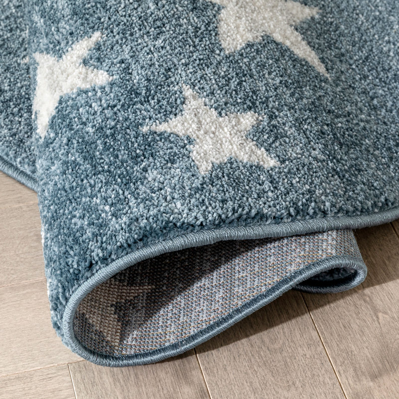 Kennedy Stars Blue Children's Rug, Round 122cm