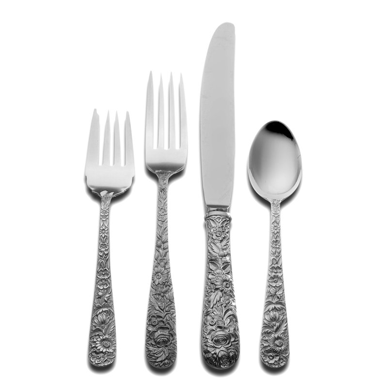 Repousse 4 Piece Flatware Set, Service for 1