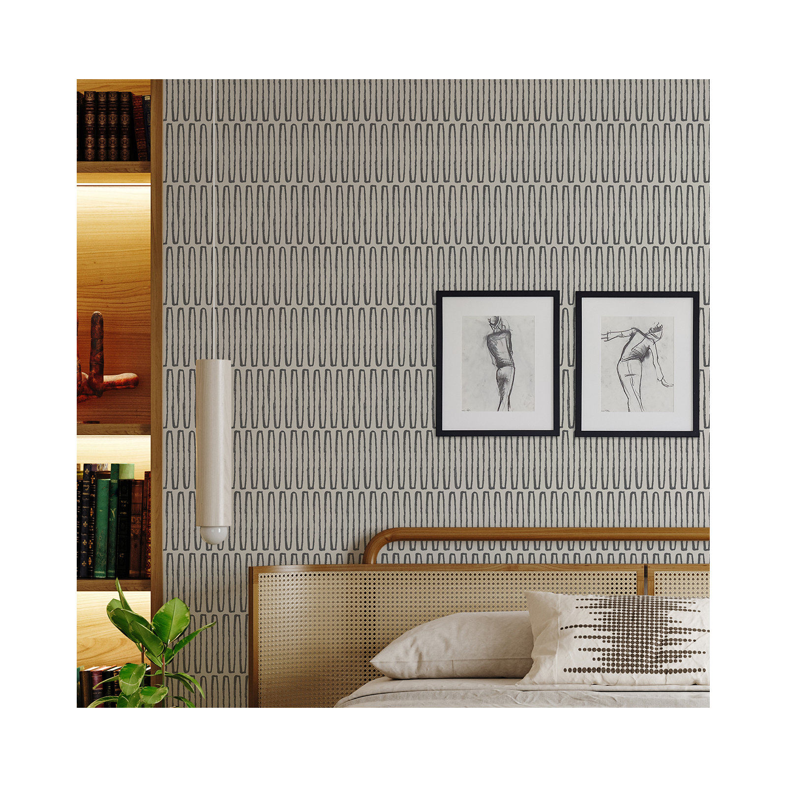 Anika Modern Geometric Wallpaper, Charcoal